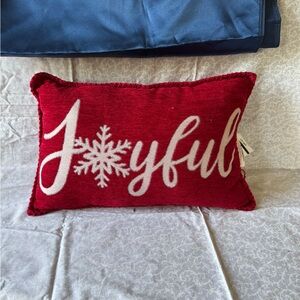 Joyful Red Holiday Pillow